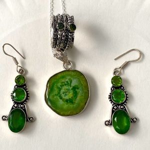 Beautiful, 3 piece solar quartz and green peridot